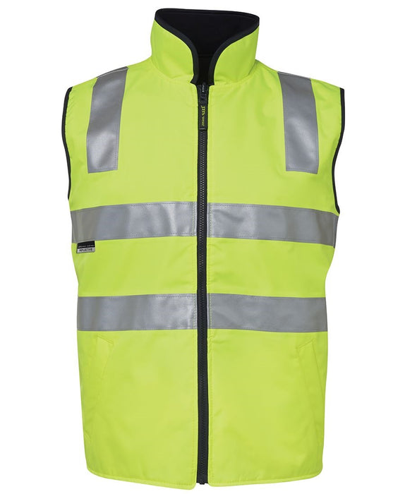 JBs 6D4RV Hi-Viz Zip Reversible Safety Vest Large  Lime/Navy Day/Night Front Pockets