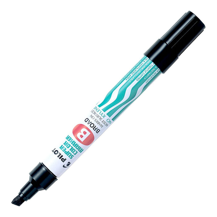 Pilot Super Colour Marker Broad Chisel Tip Black 12/pkt