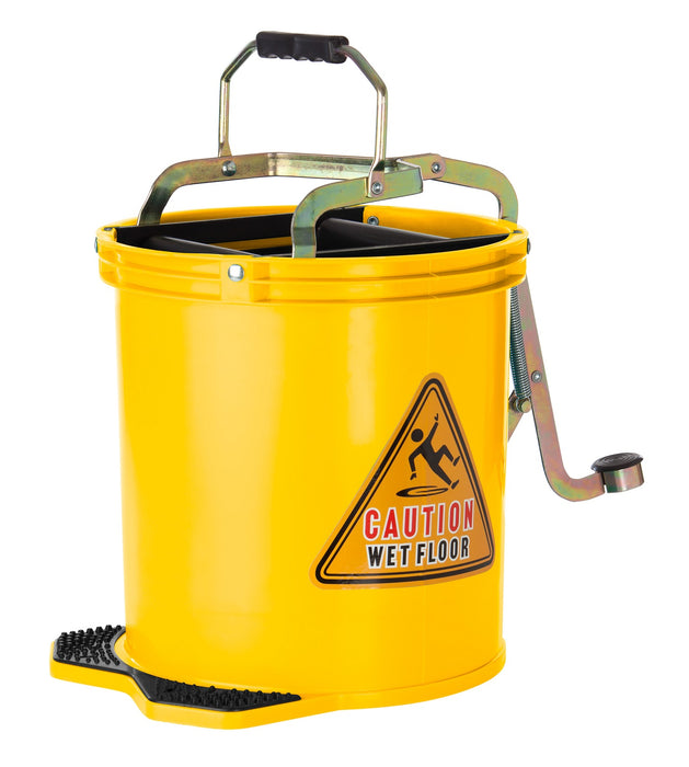Plastic Foot Operated Bucket With Castors 16L Yellow