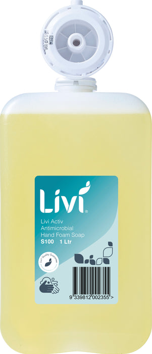 Livi S100 Activ Antimicrobial Foaming Hand Soap Refill Fits S500 1000ml  6/ctn