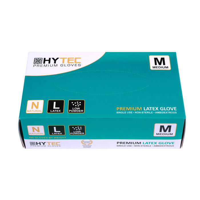 Hytec Natural Latex Gloves Low Powder Medium 100/pkt 10pkt/ctn