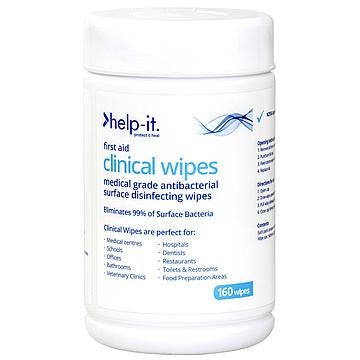 Help-It Medical Grade Antibacterial Clinical Wipes 160/can 12 cans/ctn