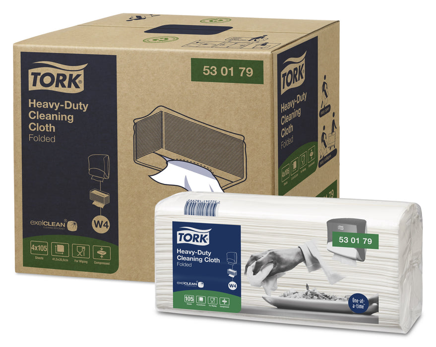 Tork 530179 Heavy Duty Cleaning Cloth Folded W4 42x38cm 105 sheets/pack 4 packs/ctn