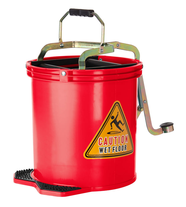 Plastic Foot Operated Bucket With Castors 16L Red