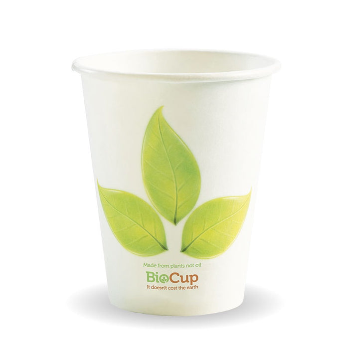 Biopak(BC-8) Hot Cups Single Wall With Leaf Pattern 1000/ctn
