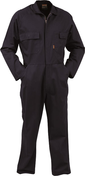 TWZ Industrial Cotton Long Sleeve Overalls External Pockets Dark Blue Zip Front Size: 13