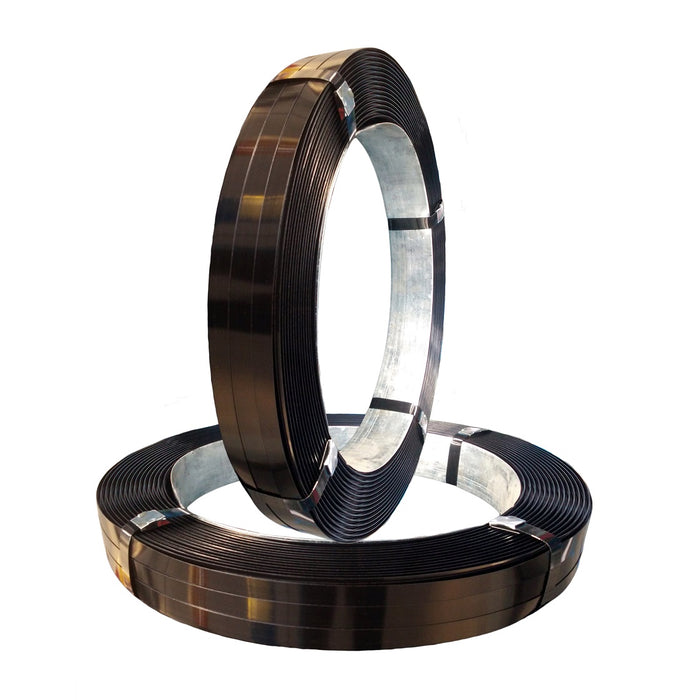 Std Steel Strapping OSC (Rope) Wound 16x0.51mm Black 46kg/rl Breaking Strain 576kg 12 rolls/pallet