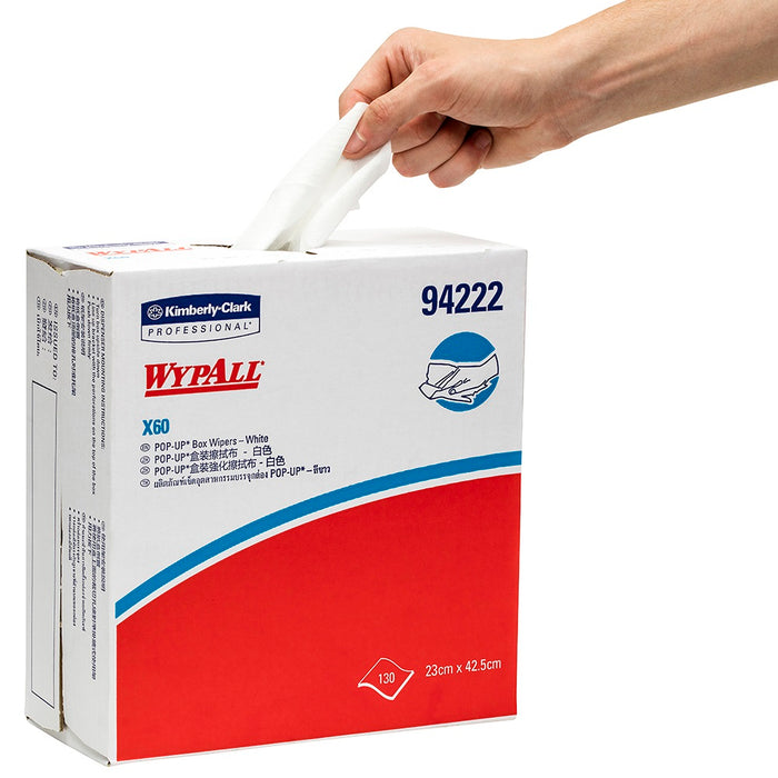 KC 94222 Wypall Wiper X60 Popup White 130/box 10 boxes/ctn