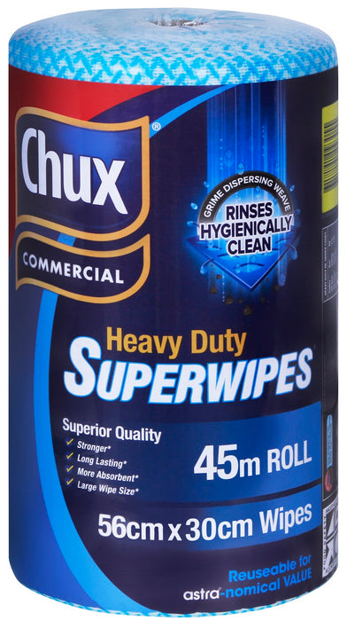 Chux Heavy Duty Wipes POR 30cmx45m Blue 09305 6/ctn