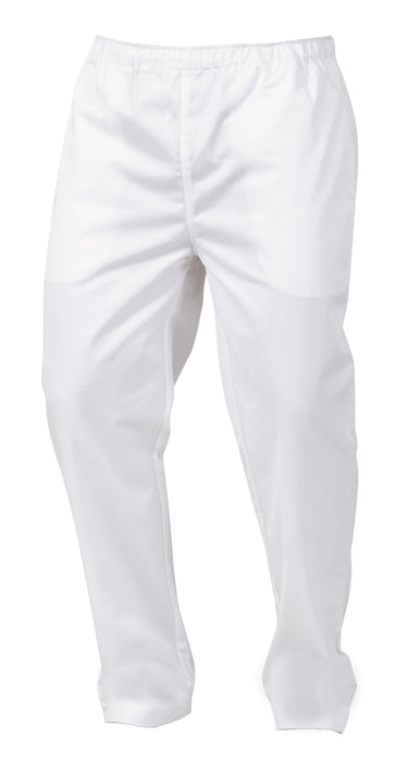 TWZ 240gsm Poly Cotton Drawstring Food Trousers White Size: Large
