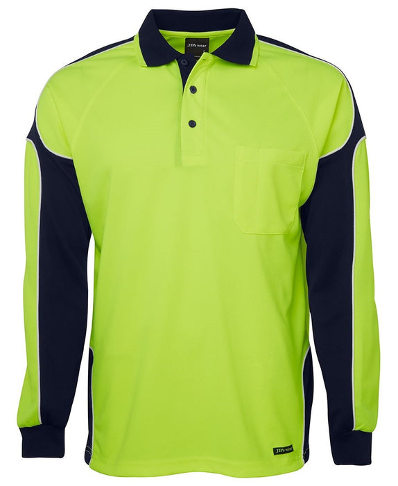 JBS 6AP4L Hi-Viz Arm Panel Polo Long Sleeve Large Lime/Navy