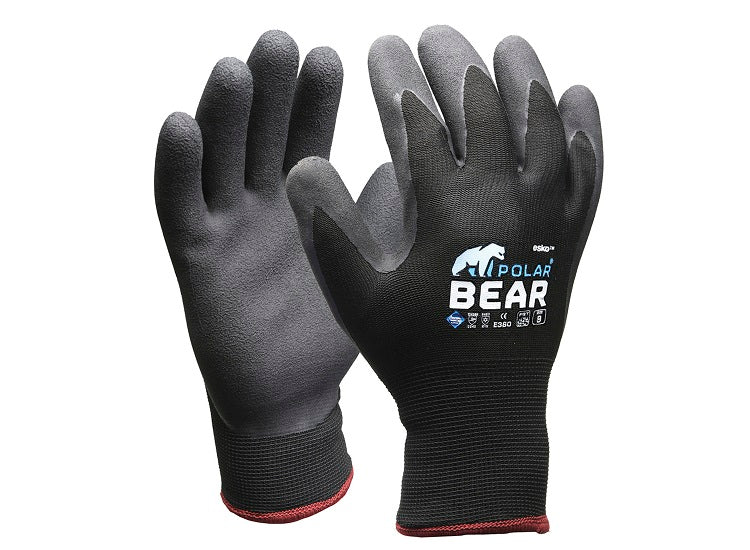 E38011 Polar Bear Thermal D/Lined Winter Gloves Black XXL
