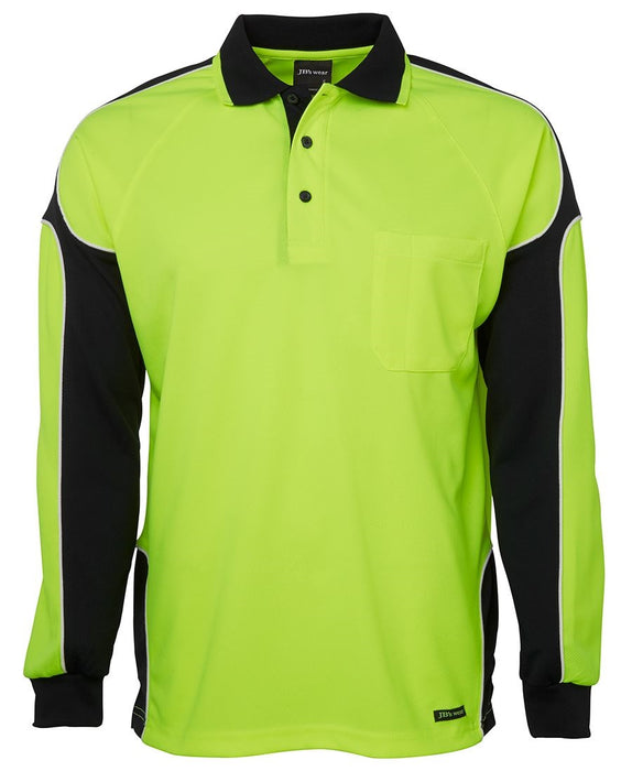 JBs 6AP4L Hi-Vis Long Sleeve 4602.1 Arm Panel Polo 4XL Lime/Black