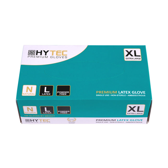 Hytec NLPFX Latex Gloves Powder Free XL Clear 95/pkt 10 pkts/ctn