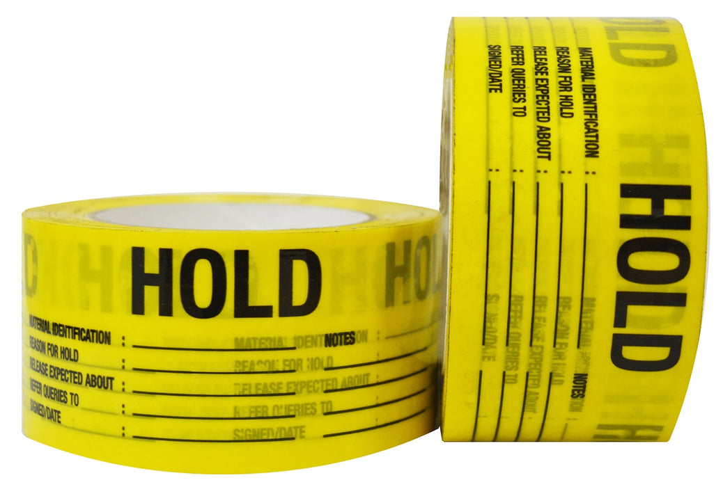 Rippa Plastic Shipping Labels "Hold" 60x150mm Black On Yellow 333/roll