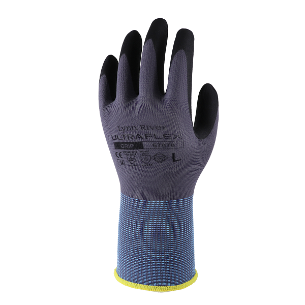Lynn River 67070XL+ Ultra Grip Foam Nitrile Dip Glove XL Grey/Black 12pairs/pkt 144pairs/ctn