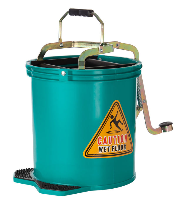Plastic Foot Operated Bucket With Castors 16L Green