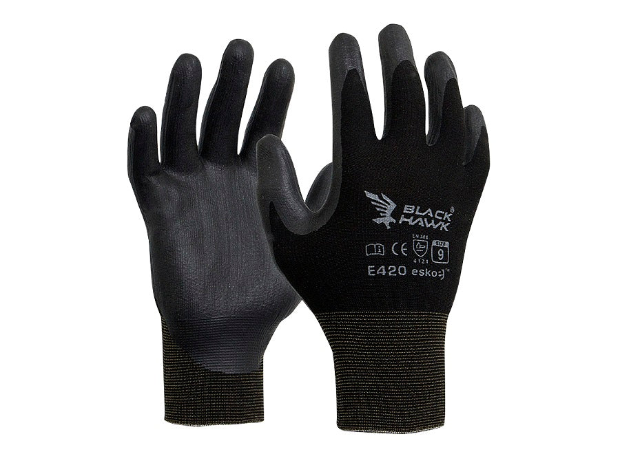 E420 Black Hawk Seamless Nitrile Foam Coated Glove Size 9