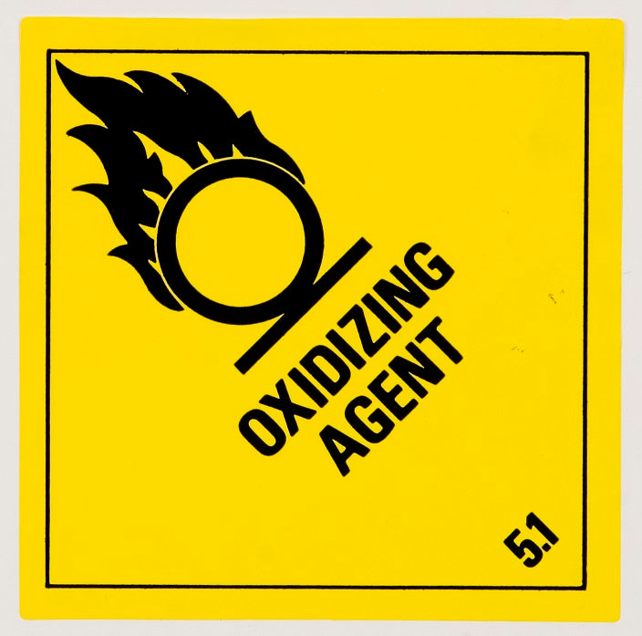 Paper DG Labels "Oxidizing Agent 5.1" 100x100mm Black on Yellow 500/roll