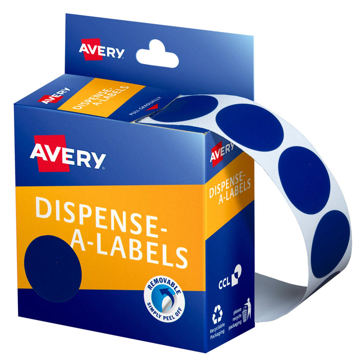 Avery Dispenser Labels Round Removable 24mm Blue 500/box