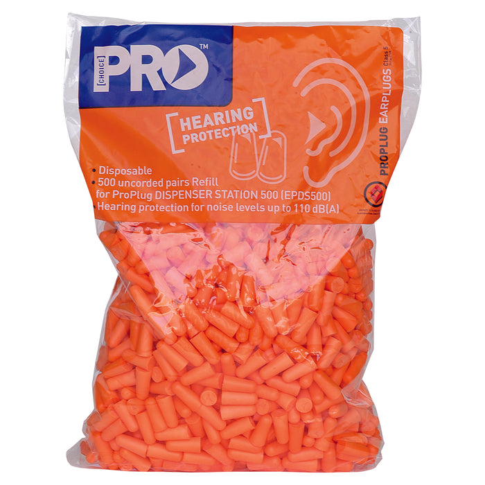 ProBullet EPDS500R Class 5 Earplugs Uncorded Refill Bag 500 pairs/pkt (Dispenser: 489EPDS500A)