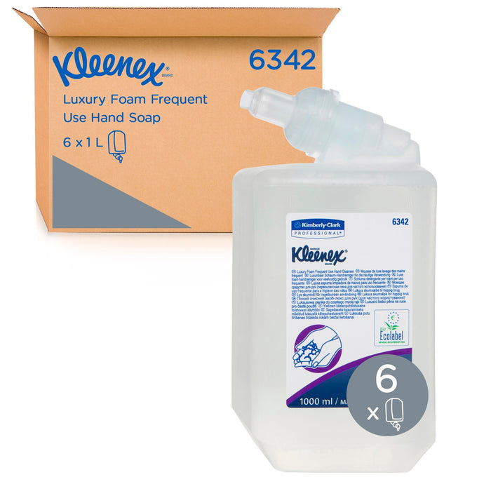 KLEENEX Luxury Foam Frequent Use Hand Cleanser 1000ml cartridge, 6 cartridges/case, 2500 shots/pod
