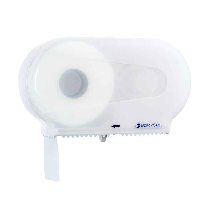 Pacific D33W Jumbo Toilet Roll Dispenser Double White (Takes: 580DJ1, 580DJ2, 580GJ1, 580GJ2)
