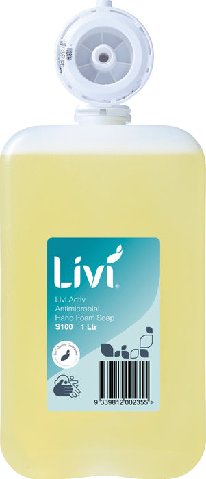 Livi S100 Activ Antimicrobial Foaming Hand Soap Refill Fits S500 1000ml  6/ctn