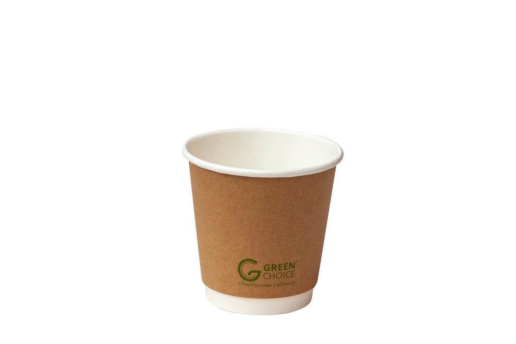 Green Choice 1500/341 Double Wall PLA Paper Hot Cup 8oz Brown 500/ctn (Lids: 5001500371)