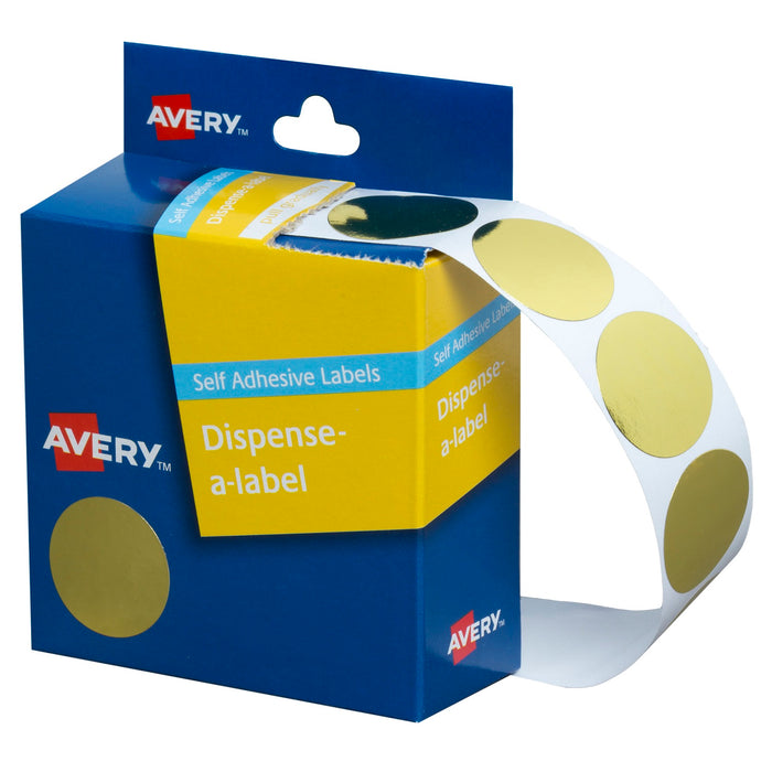 Avery Dispenser Labels Round Removable 24mm Gold 250/box