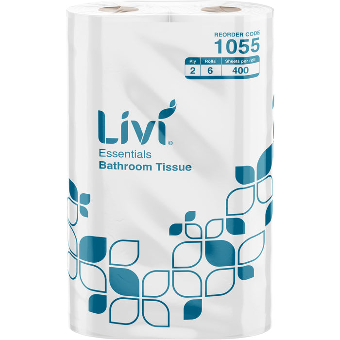 Livi Essentials 1055 2ply Toilet Paper 400 sheets/roll 6 rolls/pkt 6 pkts/ctn 36 ctns/plt