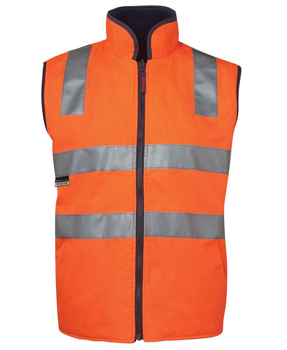 JBs 6D4RV Hi-Viz Zip Reversible Safety Vest 3XL Orange/Navy Day/Night Front Pockets