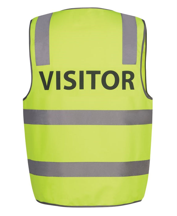 JBs 6DNS7 Hi-Viz Vest Printed "Visitor" Large Lime Day/Night Front Flap with Hook-Pile Tape Closure