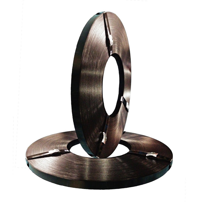 Std Steel Strapping Ribbon Wound 16x0.51mm Black 12kg/roll Breaking Strain 576kg, 36 rolls/pallet