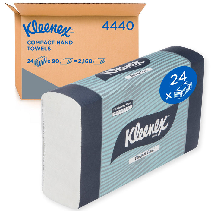 Kleenex 4440 Compact Towels 29.5x19cm White 90/pkt 24 pkts/ctn (Fits Dispenser Code #58070240)